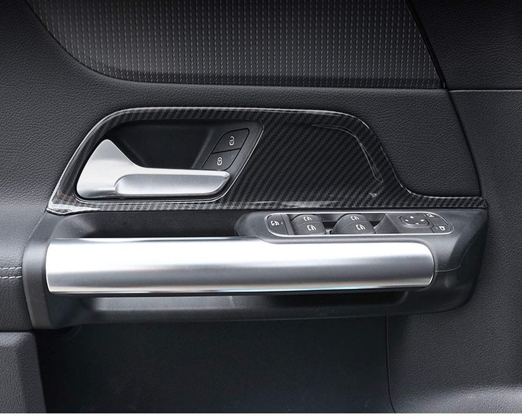 SHIFENG ABS Car Interior Door Handle Decoration Frame Trim Pack 4 Fiber for W247 X247 GLB B200 2019 2020 2021 2022 GLA H247 (Carbon Style)