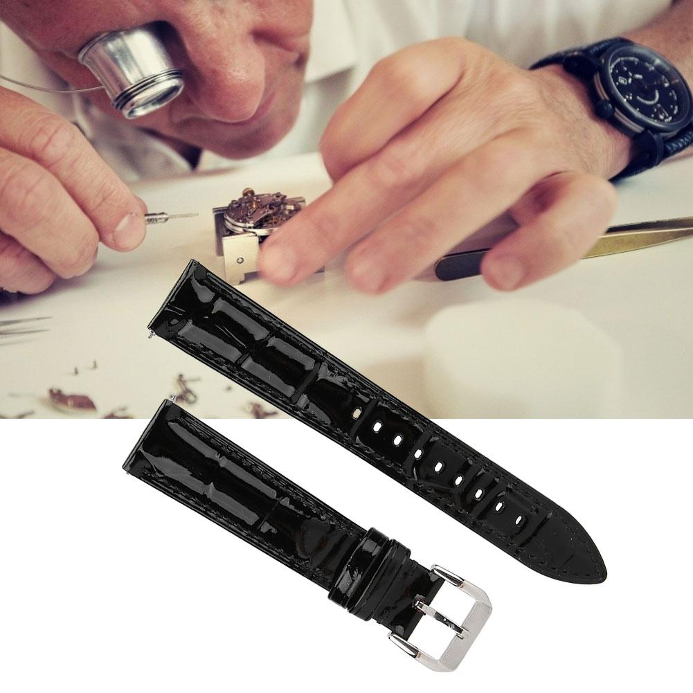 Universal Men Women Adjustable PU Leather Watch Band Strap Replacement 18mmBlack