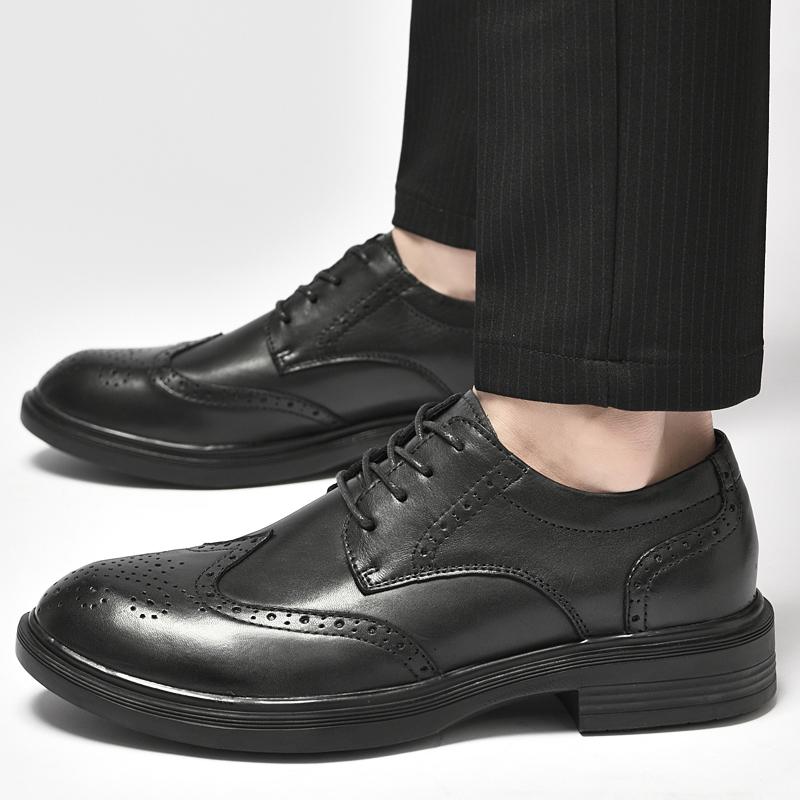 Fashion Luxury Brand Men's Genuine Leather Casual Shoes High-end New Brogue Shoes Office Commuting Versatile Men's Business Shoes