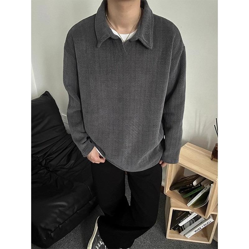 Men S Loose Solid Color Pullover Long Sleeve Sweatshirt