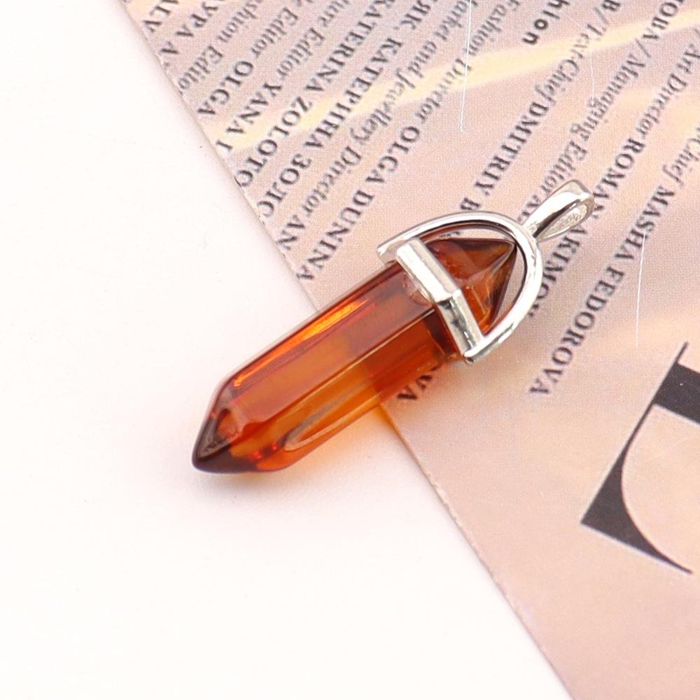 Hexagonal Column Natural Amethyst Powder Crystal Winding Hexagonal Column Pendant Handmade Bullet Necklace Jewelry N788