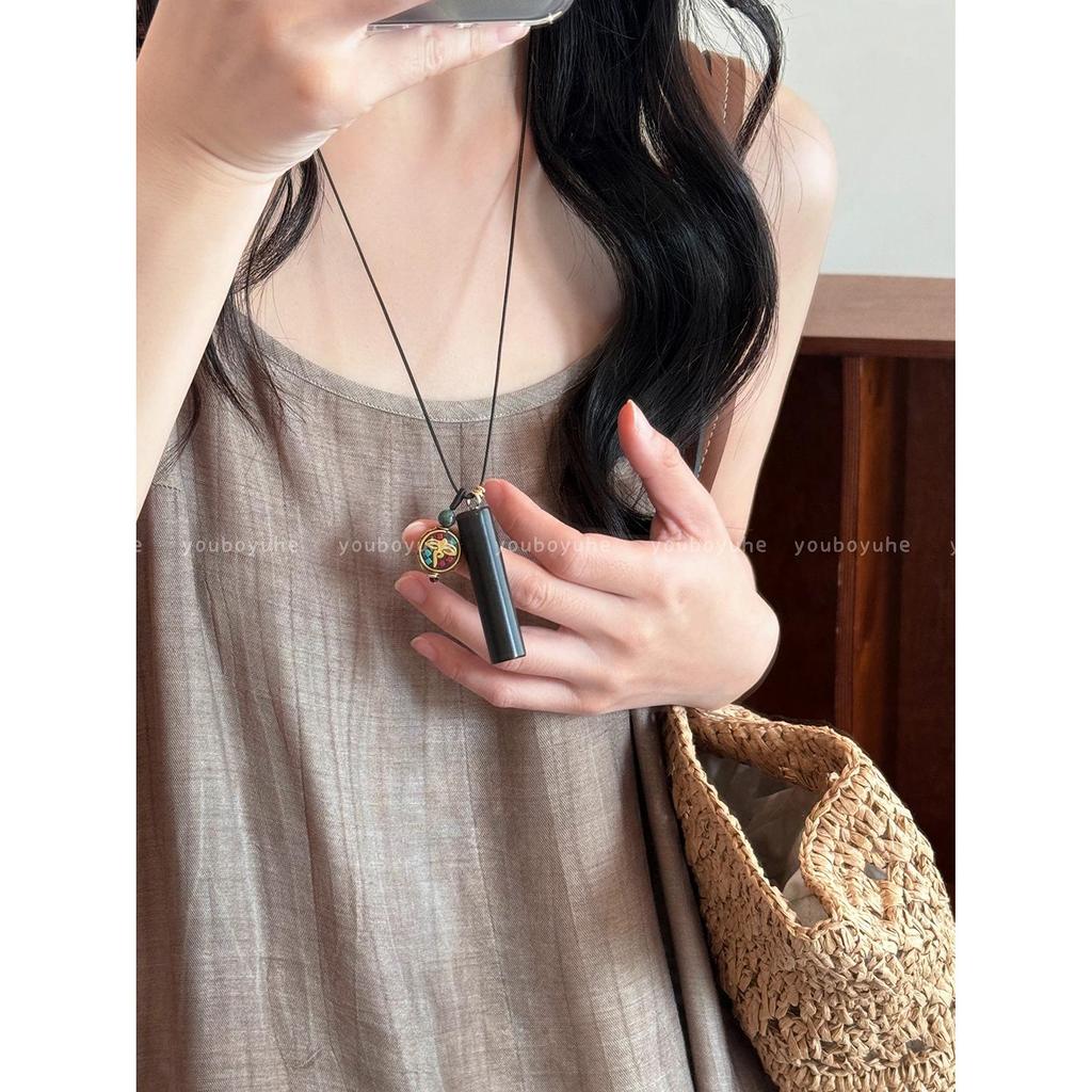 Nepalese Ethnic Sandalwood Pendant Necklace - Women's Versatile Sweater Chain Accessory