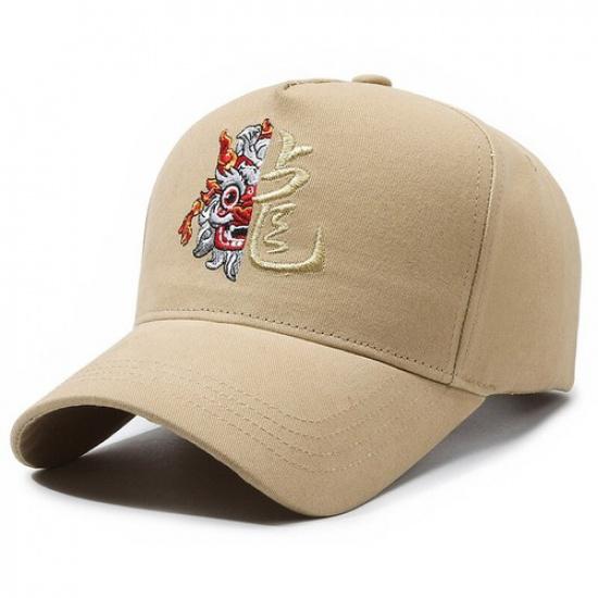 Men Casual Trucker Baseball Cap Adjustable Summer Work Sun Hat Dragon Embroidery
