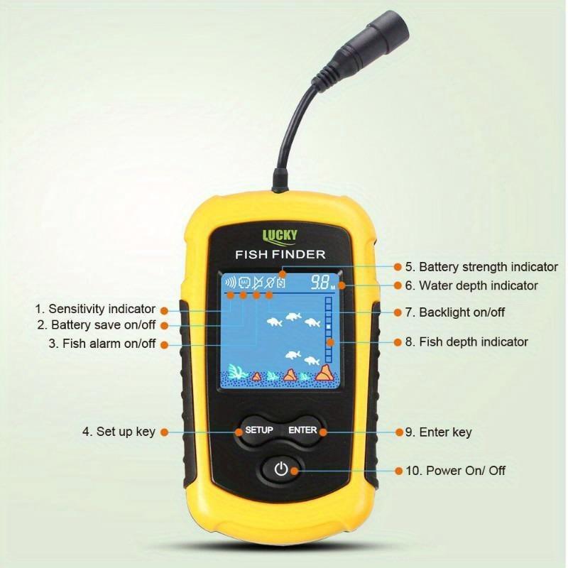 Alarm 100M Tragbare Sonar Fischfinder 45 Grad Sonarabdeckung Echolot Alarmgeber Geber See Meeresfischerei