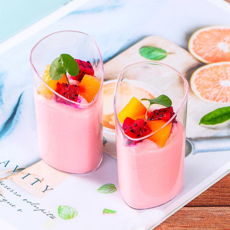10Pcs 80ml Plastic Pudding Cups With 10 Spoons Ice-Cream Mousse Dessert Picnic Party Packing Dessert Cups Christmas Supplies