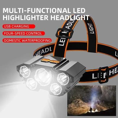 300LM Tragbare LED-Stirnlampe 5 LEDs Taschenlampe USB wiederaufladbar 3 Beleuchtungsmodi für Outdoor Camping Angeln Stirnlampe