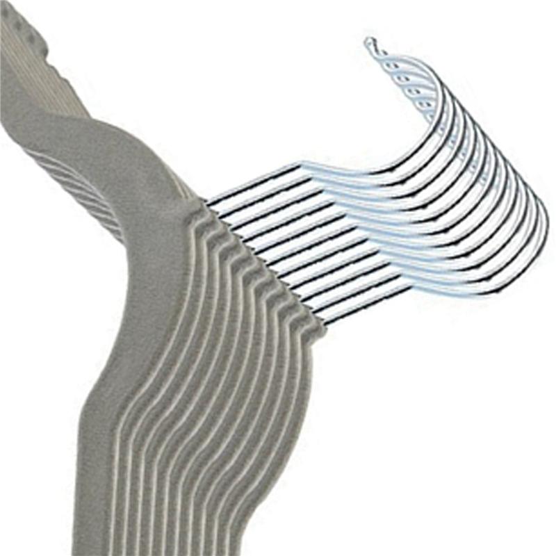 

ABWR-2X Slim Velvet, Non-Slip Suit Clothes Hangers Coat Hanger, Gray Silver Hook