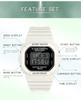 un bel tocco Digital Watch for Men and with LED and 8 Colors Women, Alarm, Stopwatch, Backlight, (White-Black)