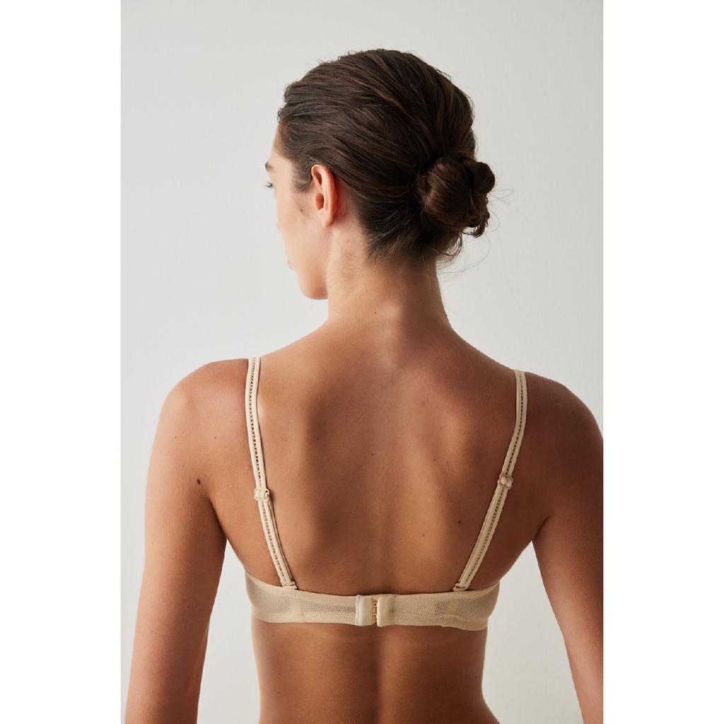 Nudefarbener, gepolsterter Pop-Up-BH