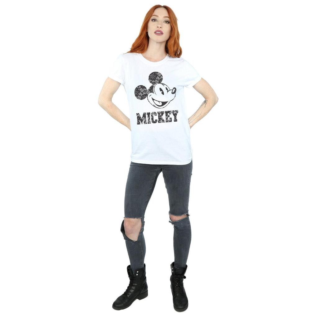 Disney Womens/Ladies Mickey Mouse Laces Cotton Boyfriend T-Shirt