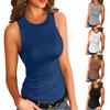 Vestă pentru femei, de culoare solidă, cu nervuri, tricou extensibil cu spatele în formă de T, pentru purtare zilnică