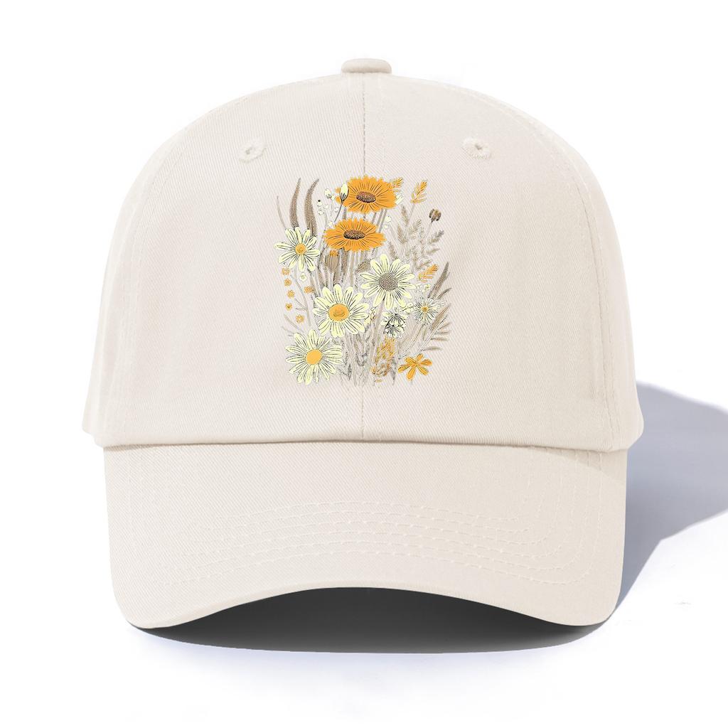 pc Flowers Print Baseball Cap for Adults Minimalist Retro Style Casual Soft Adjustable Dad Hat Perfect As Gift