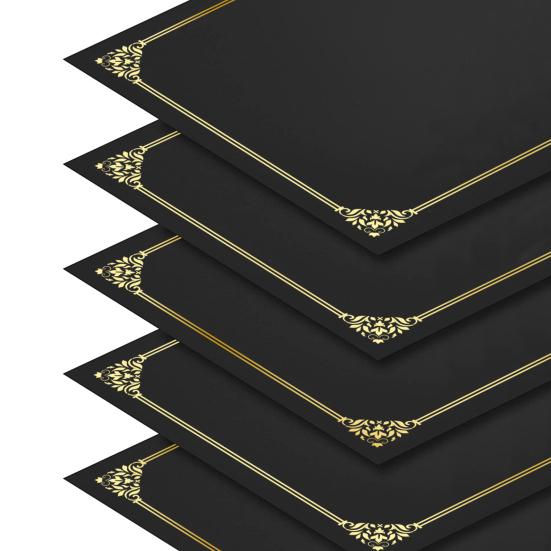 10 Pcs Black Certificate Holders Covers 9.45 for 12.6 X Diploma Inch Paper Gold