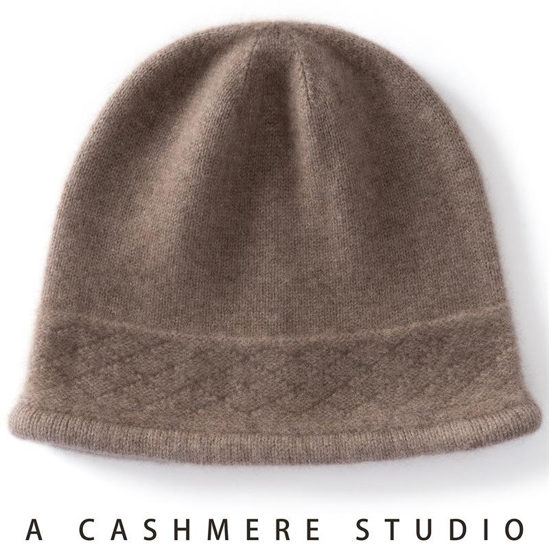 % Pure Cashmere Knitted Hat Versatile Cold-proof Autumn and Winter Hat Wool Hat Pullover Knitted Hat