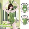 [SENMHS] Bunny Girl Cosplay Sexy Open-Crotch Bunny Costume Leotard – High-Cut Bold Lingerie, One Size (Green)