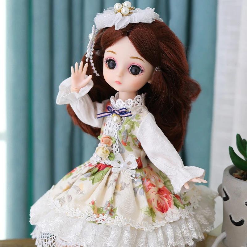 30cm 1/6 BJD Princess Doll Dress Up with Clothes Shoes 20 Joints Movable Cute Sweet Face Child Girl Birthday Gift Kids Doll Toy