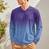 Men's V-neck Casual Fashion Printed Long-sleeved T-shirt Top