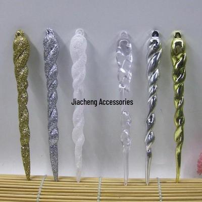 Adornos Decorativos Navideños de Prismas de Carámbanos con Purpurina Dorada y Plateada, Barras de Hielo Transparentes, 6-13CM