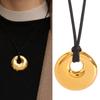 Stylish Black Cord Necklace With Leather Pendant Modern Jewelry Comfortable Black Rope Necklace For Women Everyday Wear