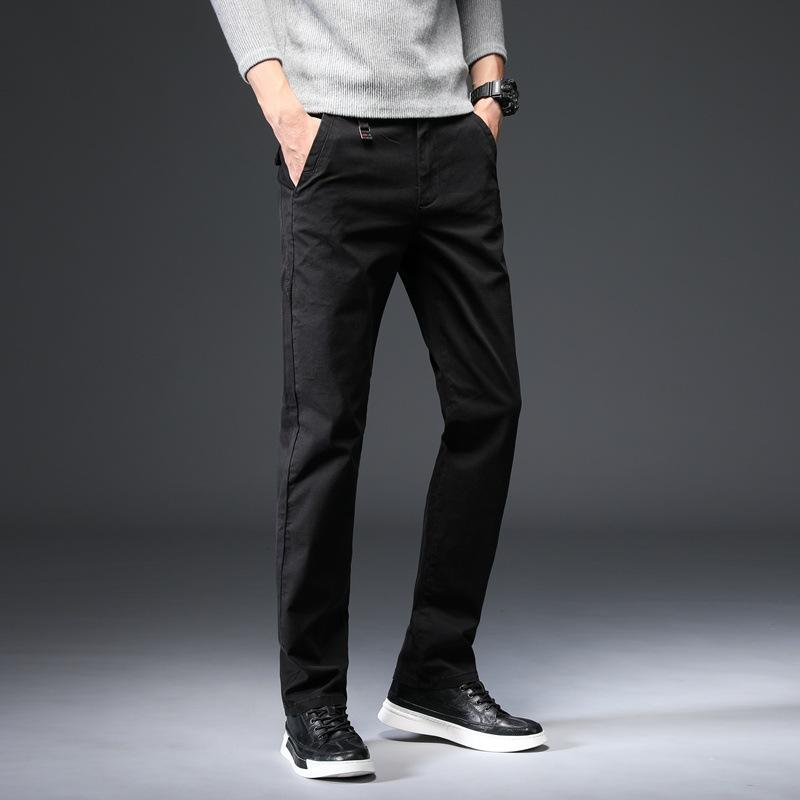Roční období Regular Běžné Pánské Elastické Ležérní kalhoty Pánská česaná móda Všestranné Volné Rovné Jednobarevné Dlouhé kalhoty