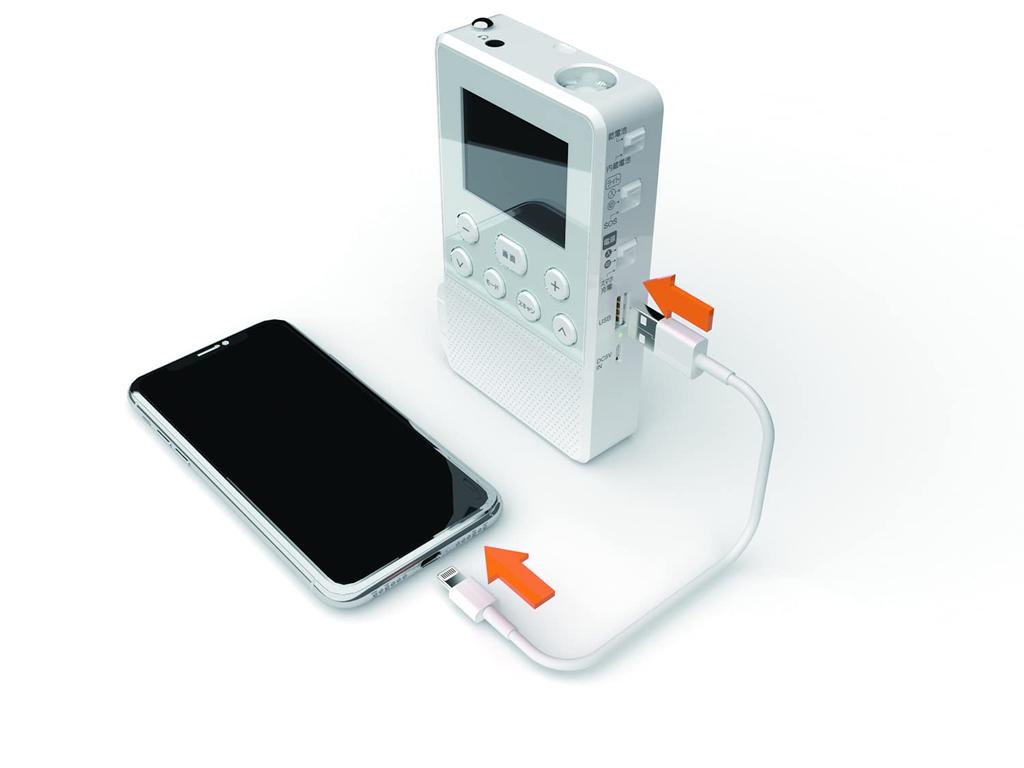 STAYER One-Seg TV Radio, White, SH-GDHT-WH, USB/Hand-Crank Charging/Battery Compatible