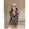 Sweet Spicy Hooded Zip-Up Women's Slim Fit Knit Cardigan
