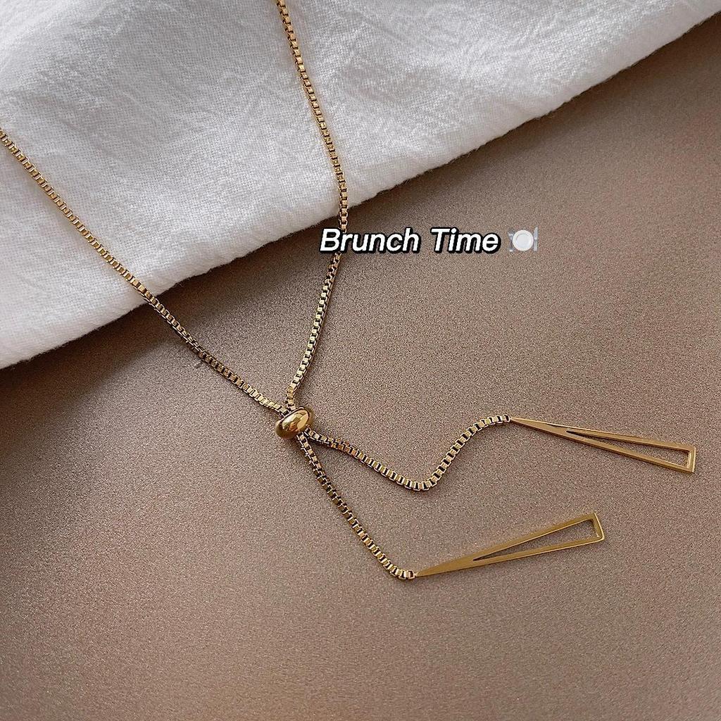 Geometric Triangle Necklace with Long Tassel - Light Luxury Autumn/Winter Sweater Accessory for Women