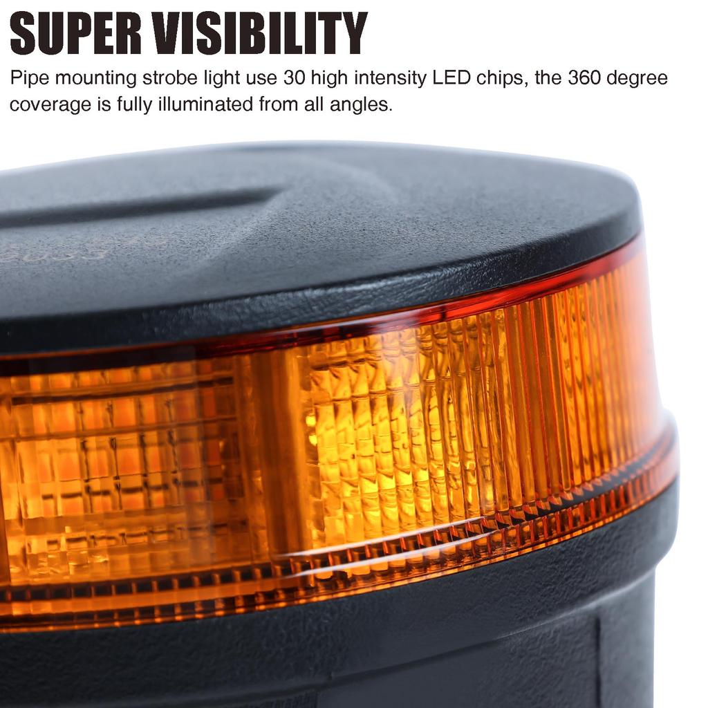 30LED 12V-24V Figyelmeztető jelzőfény Biztonsági forgófény Led Vészhelyzeti villogó fény Teherautók Traktorok Hóeke Traktor Kiegészítők