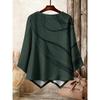 Large size women's clothing comfortable and breathable casual T-shirt, abstract line printing round neck seven