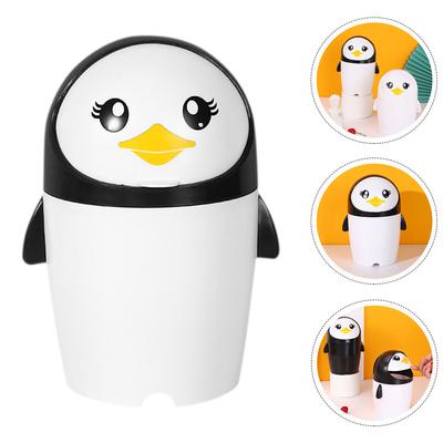 Odpadkový koš Mini odpadkový koš na stůl Kreslený koš Dekorace pro karavan Plastové koše Kancelářské plechovky poblíž kontejneru Penguin