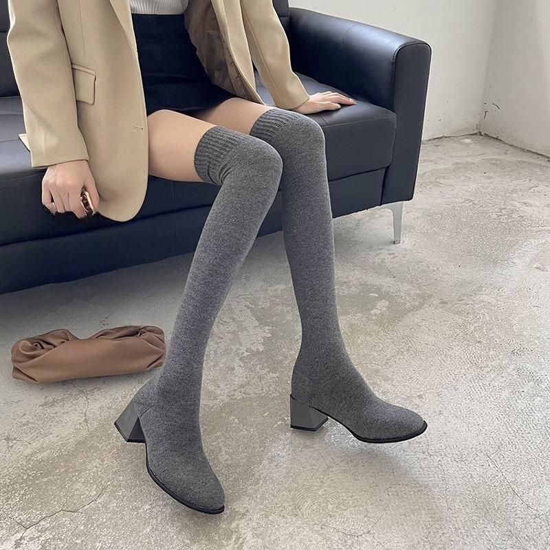 Fashion Women Mid Heels Long Sock Boots Fashion Comfortable Shoes for Woman Designer Elegant Winter New Trends Shoes 2025 Fad Knee Boots