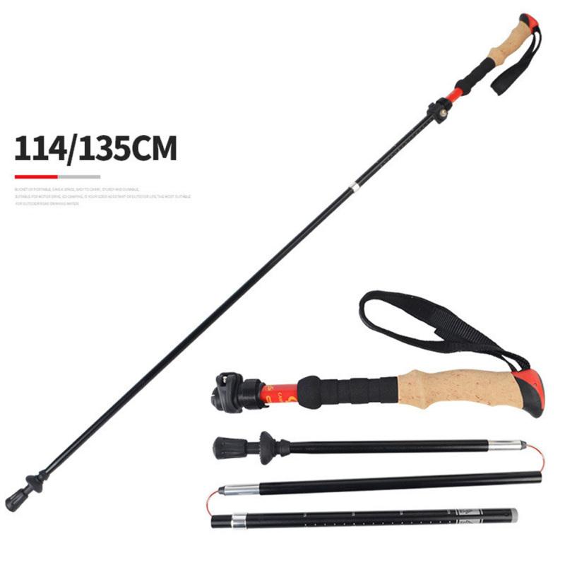 Trekking Pole Handle 5-section Folding Walking Sticks Canes Trekking Poles Alpenstock Hssiking