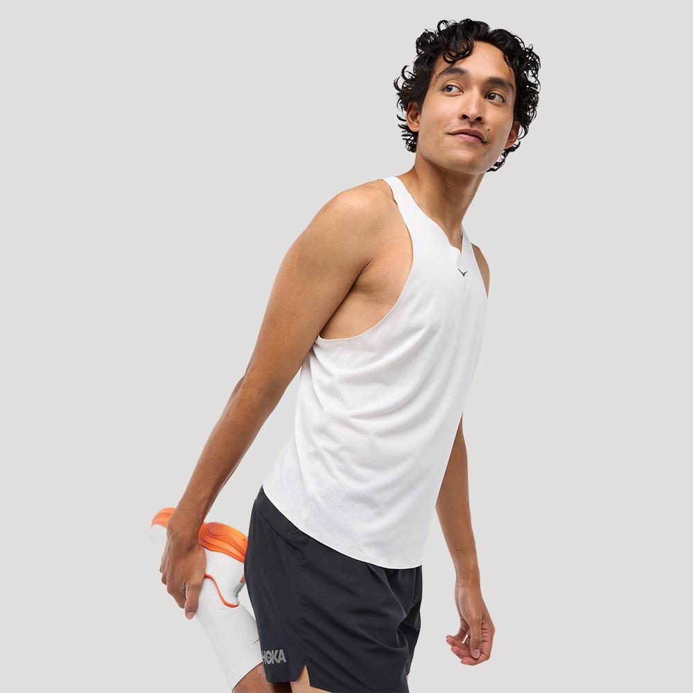 [hoka] Hoka Men's Race Day Singlet 1164154-WHT