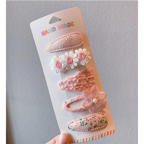Fabric Flower Hair Clip Set (Pink)