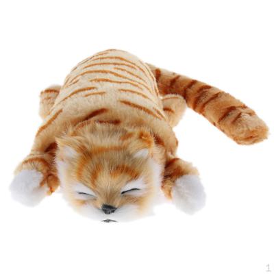Naughty Rolling & Wagging Tail Cat Electronic Plush Stuffed Animal Baby Toys Decor - Yellow