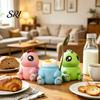 3D Printed Egg Holder Dinosaur Cup with Removable Lid & Spoon Slot Plastic for Breakfast Party Decor Cute Novelty Kitchen Gadget Kids