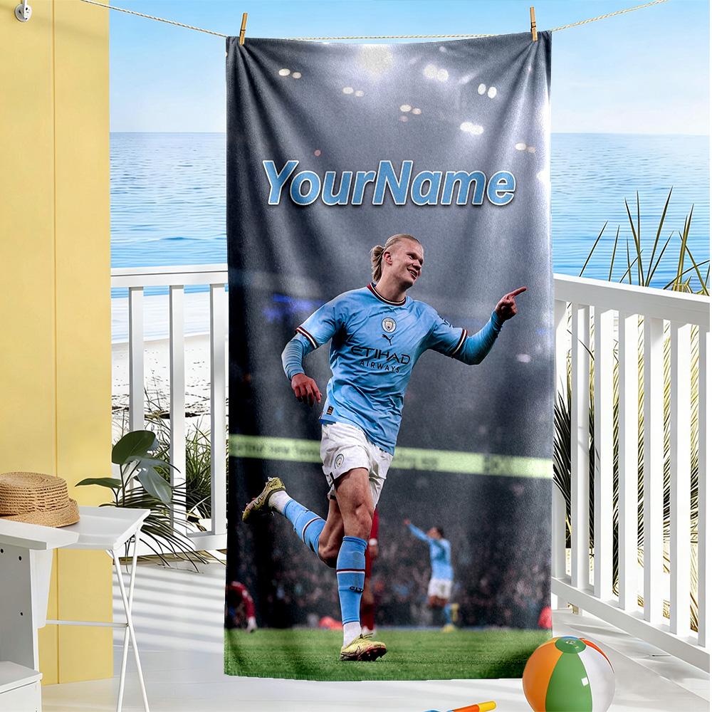 Haaland Customize Your Name Beach Towel Quick-Dry Soft Microfiber Ideal for Travel Outdoor Swim Pool Yoga Surf Camping Hiking Gym Gift Holiday