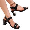 One-word sandals women's 2025 summer new high heels large size fashion round head thick heel British style sandals