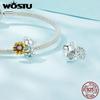 WOSTU 925 Sterling Silver Animal Charm Beads for Charm Bracelet Sunshine Bear DIY Jewelry