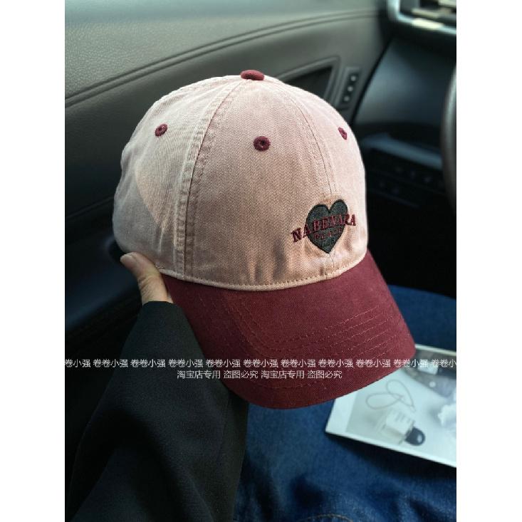 High-quality Korean-style Casual New Baseball Cap with Contrasting Color Heart Embroidery, Versatile and Trendy for Women and Men