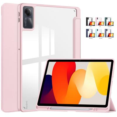Pentru husă Redmi Pad SE cu suport pentru stilou din piele PU, husă pliabilă din spate acrilice transparentă pentru funda Xiaomi Redmi Pad SE husă inteligentă de 11 inci