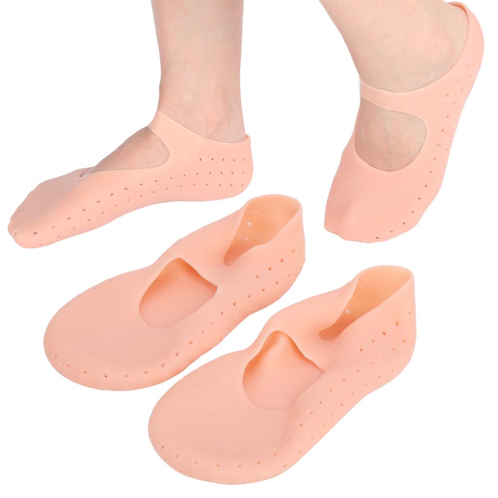 1Pair Foot AntiCracks Protective Silicone Socks Foot Heel Care Moisturizing Protector(L )