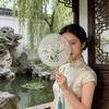 Vintaged Styles Silk Embroidery Round Fan Chinese Dance Fan For Photography And Cultural Activities