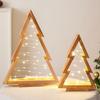 Luminous Wooden Christmas Tree Ornament for Desktop and Window Decoration