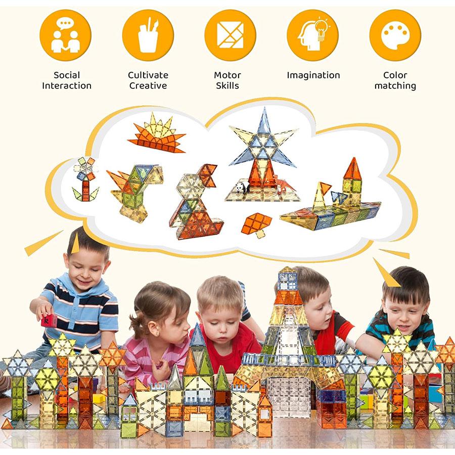 3D Magnetic Tiles, Diamond Magnetic Blocks Building Set Magnet Tiles STEM Toys 3D Kids Preschool Educational Sensory Toys Gift