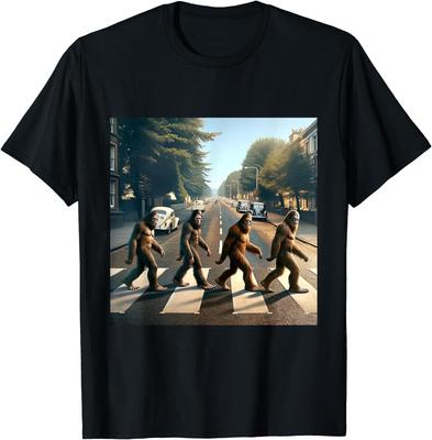 Sasquatch Straßenüberquerung Parodie Bigfoot Liebhaber Unisex T-Shirt