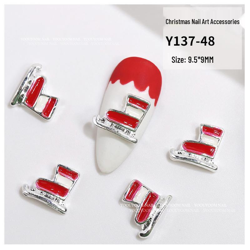 Christmas Alloy Nail Art Decor: Cartoon Santa, Bells, Reindeer, Snowflakes & Rhinestone Accessories