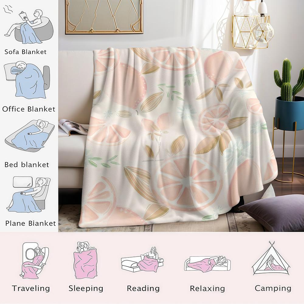 Blush Lemon Flannel Blanket Warm Soft Halloween Christmas Couch Warm Cozy Decorative Decor Gift for All Season