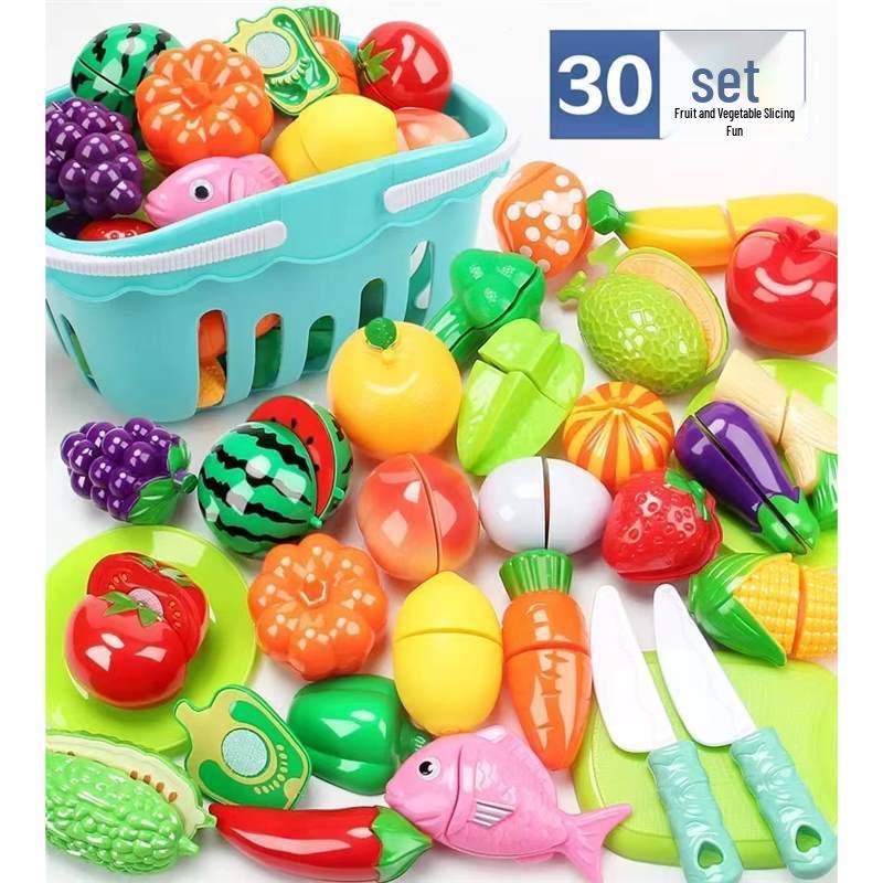 Kids' Velcro Fruit & Veggie Cutting Set - Magnetic Dollhouse Toy for Boys & Girls