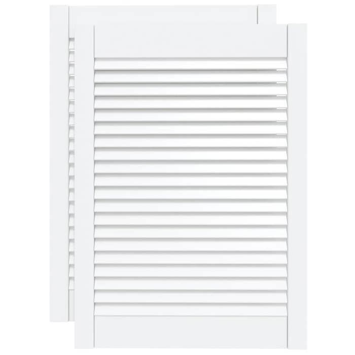 VidaXL Portes à persiennes 2 pcs Bois de pin massif Blanc 69x49,4 cm
